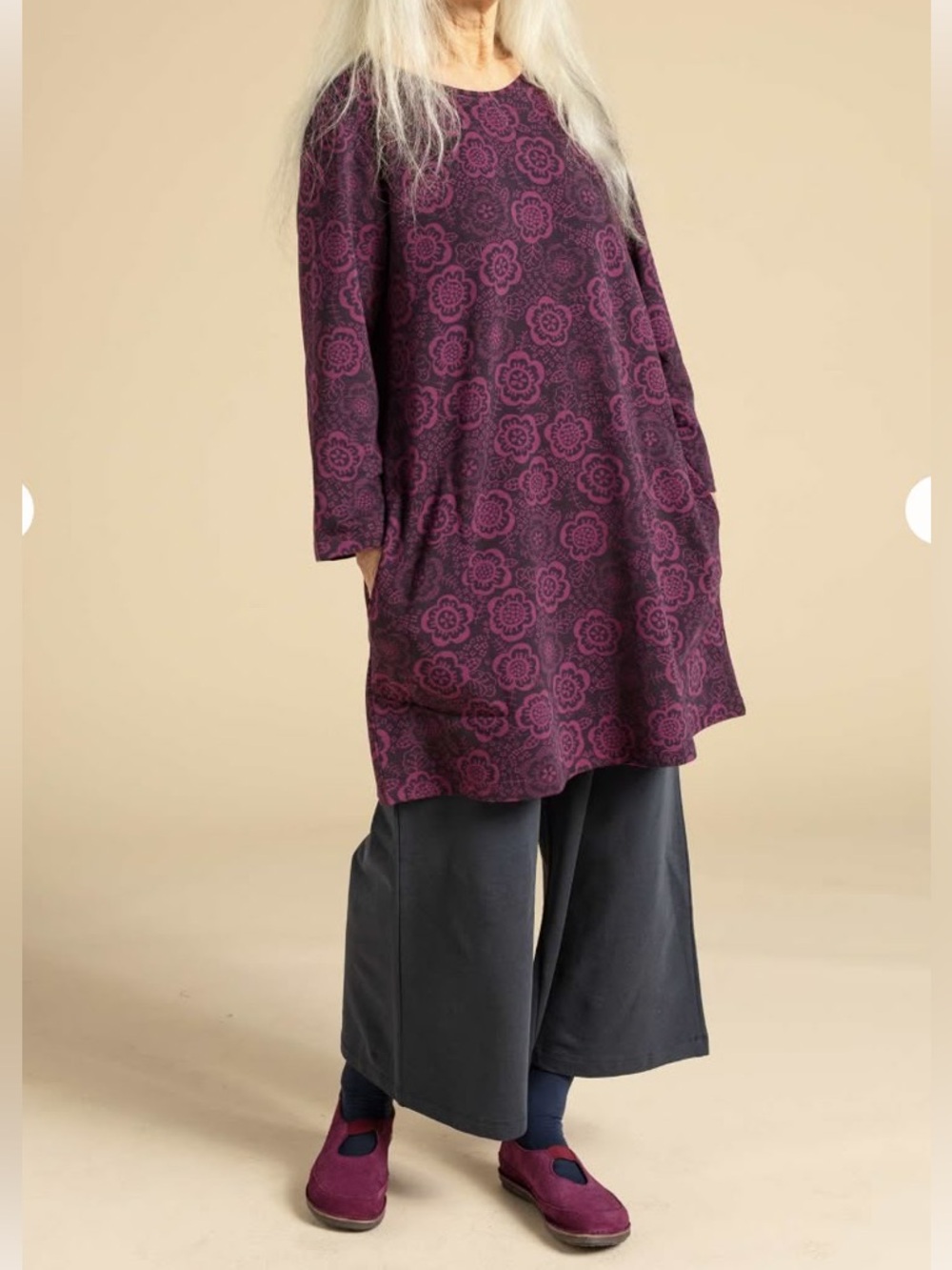 Gudrun Sjoden Organic Cotton Modal Tunic Dress Soft Stretchy Purple Size XXL